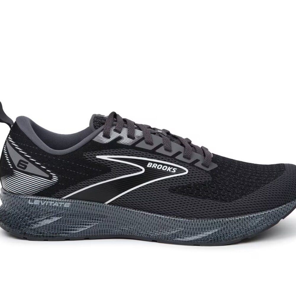 Brooks Men's Ebony Black Levitate 6 Mesh Athletic Running Shoes Size 9.5